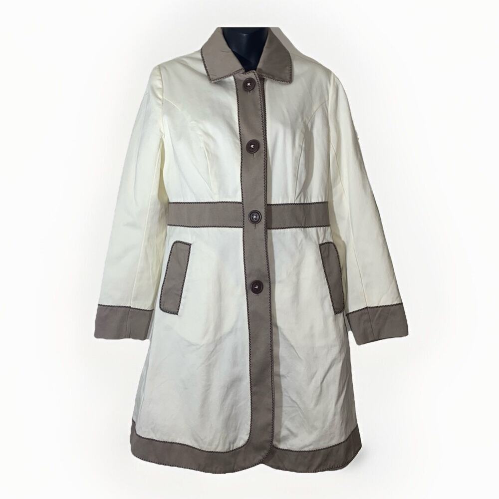 Boden Cream and Brown Trench Coat